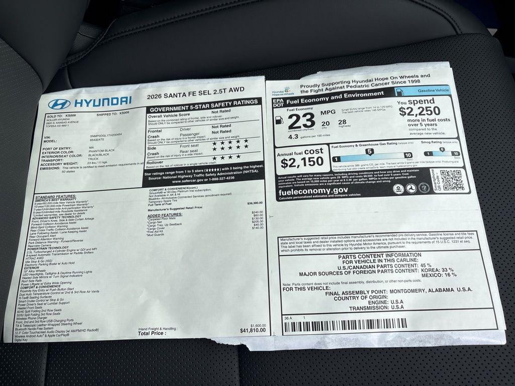 2026 Hyundai SANTA FE SEL AWD