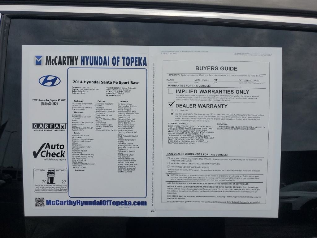 2014 Hyundai SANTA FE SPORT Base